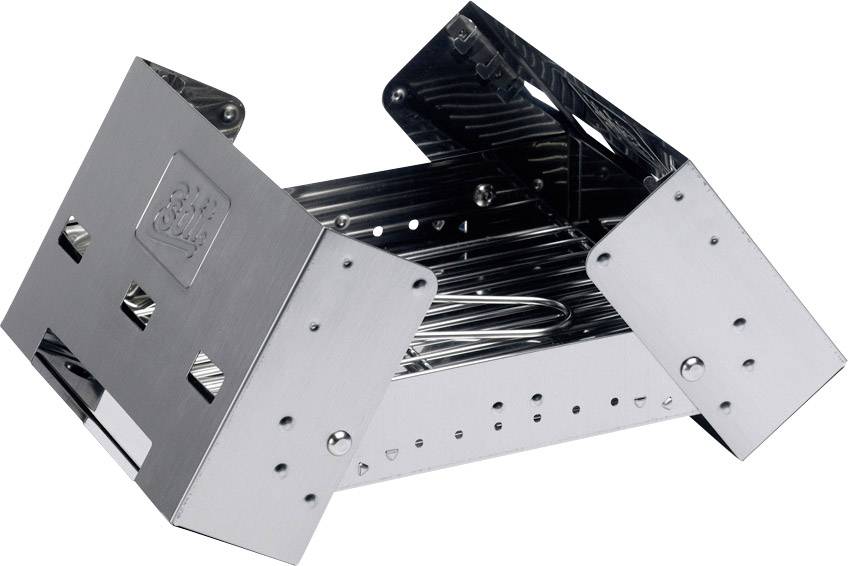 Esbit BBQ-Box Holzkohle, Kohle, Quick Start Holzkohlegrill Grill klappbar  Silber