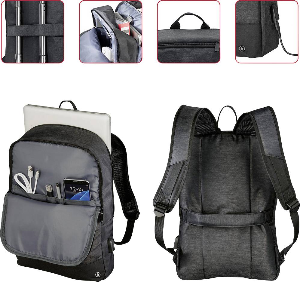 Hama Notebook Rucksack Manchester Passend für maximal: 39,6cm (15,6") Schwarz