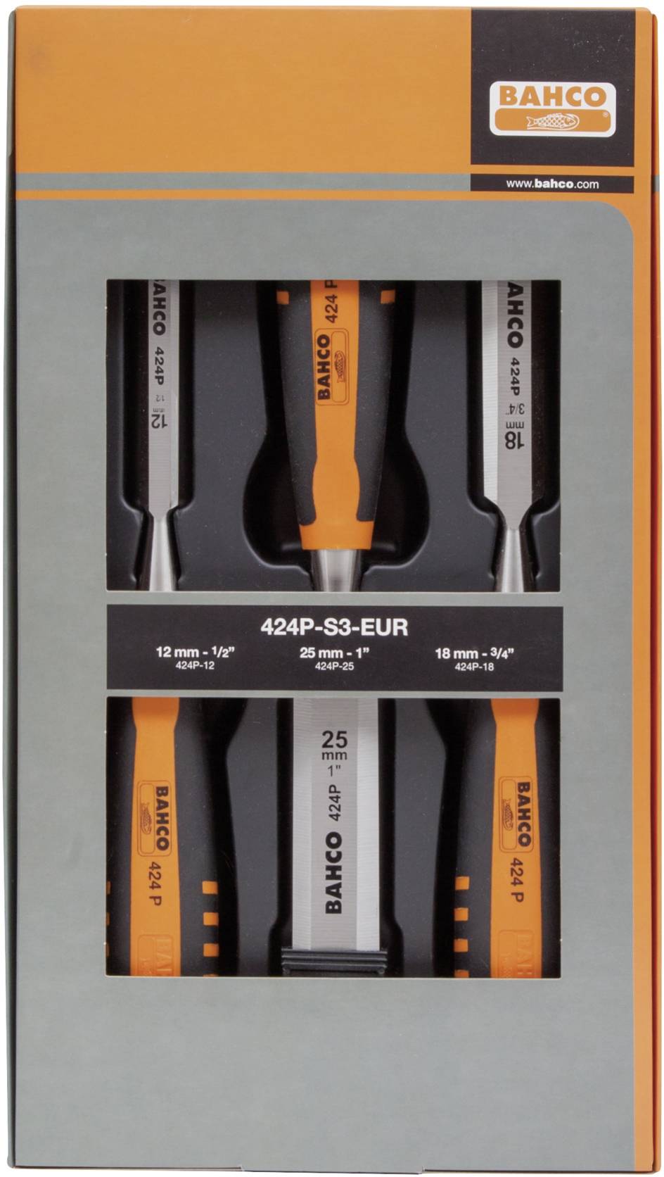 Bahco Stechbeitel-Satz, 12-18-25mm 424P-S3-EUR