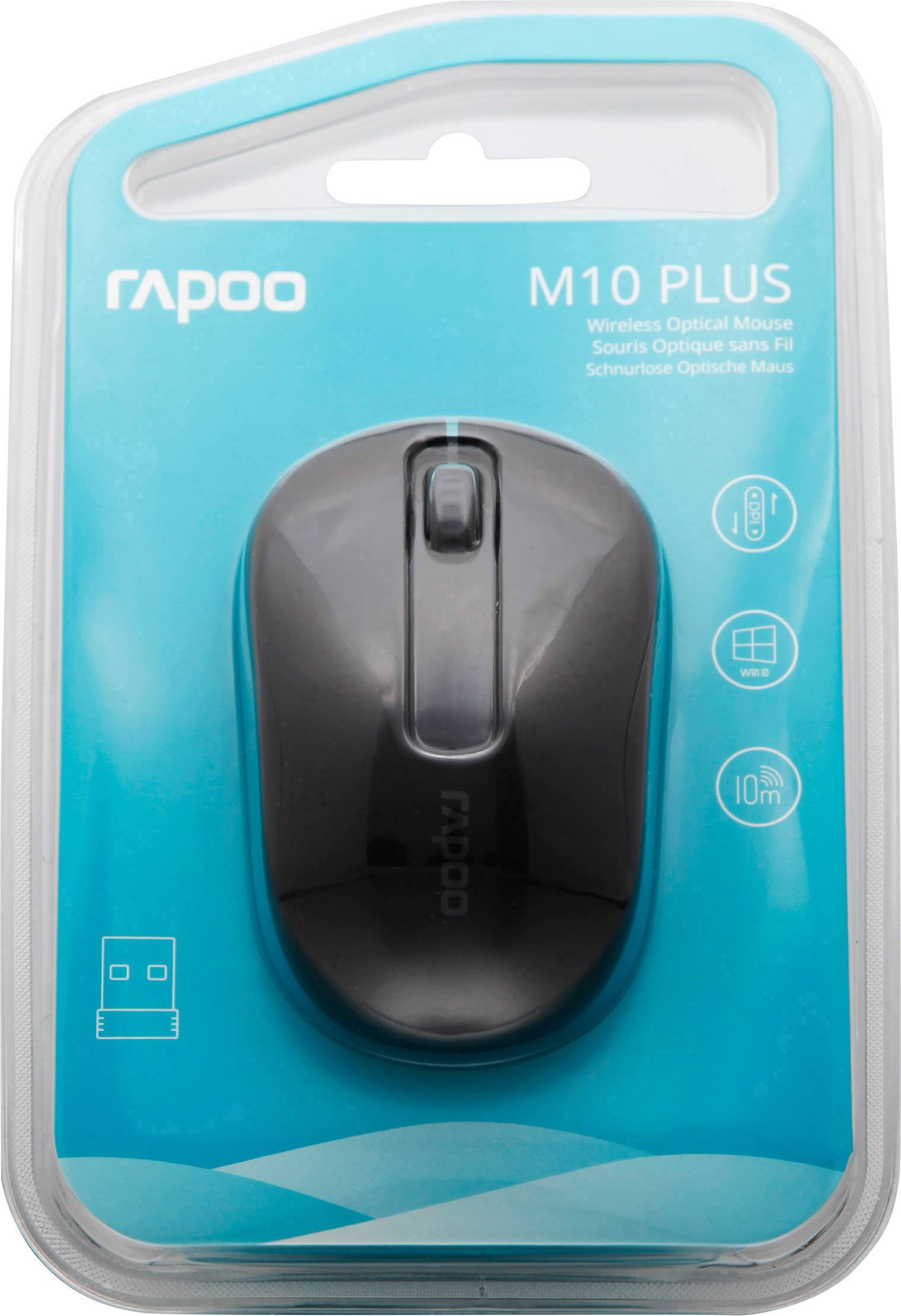Rapoo M10+ Maus Funk Schwarz 3 Tasten 1000 dpi