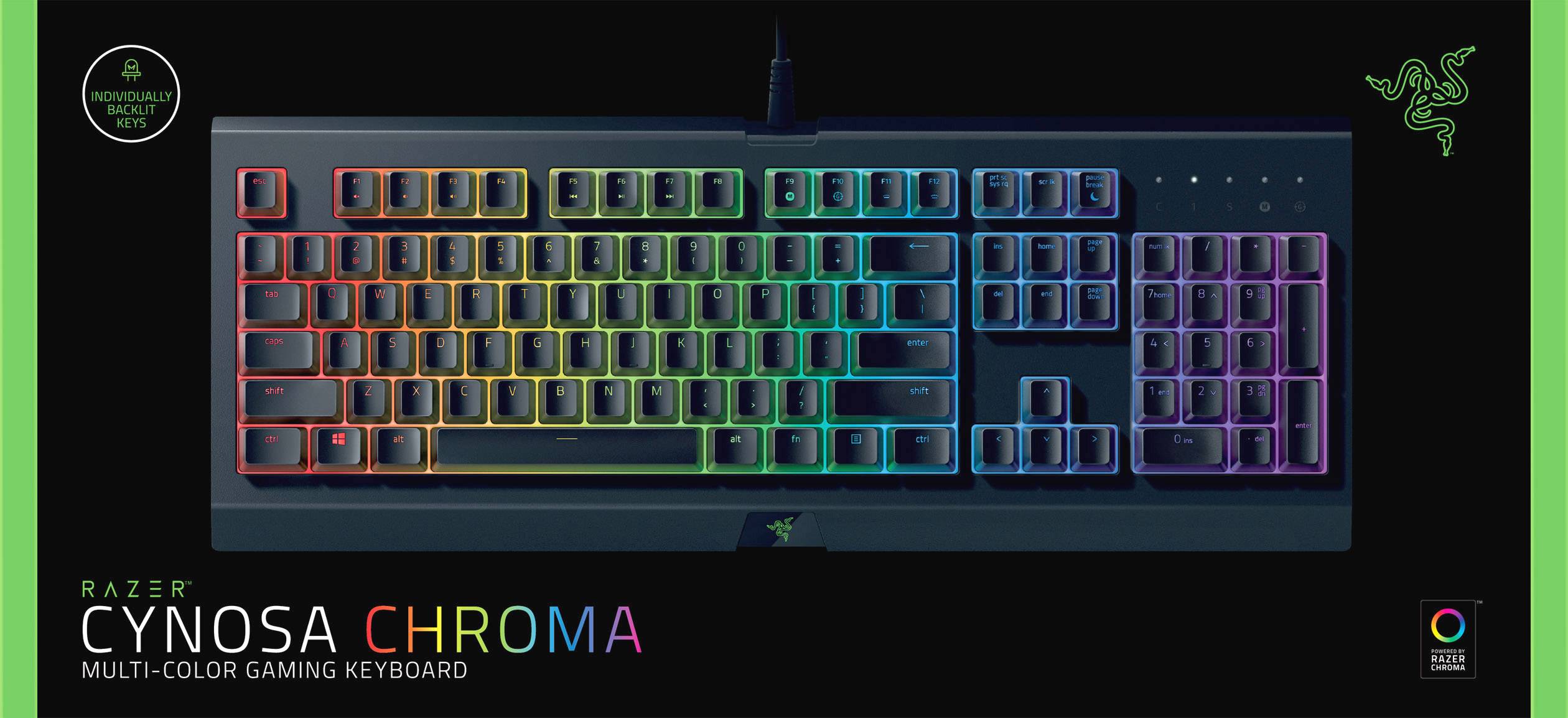 Razer Cynosa Chroma USB-Gaming-Tastatur Beleuchtet, Spritzwassergeschützt Deutsch, QWERTZ, Windows® Schwarz
