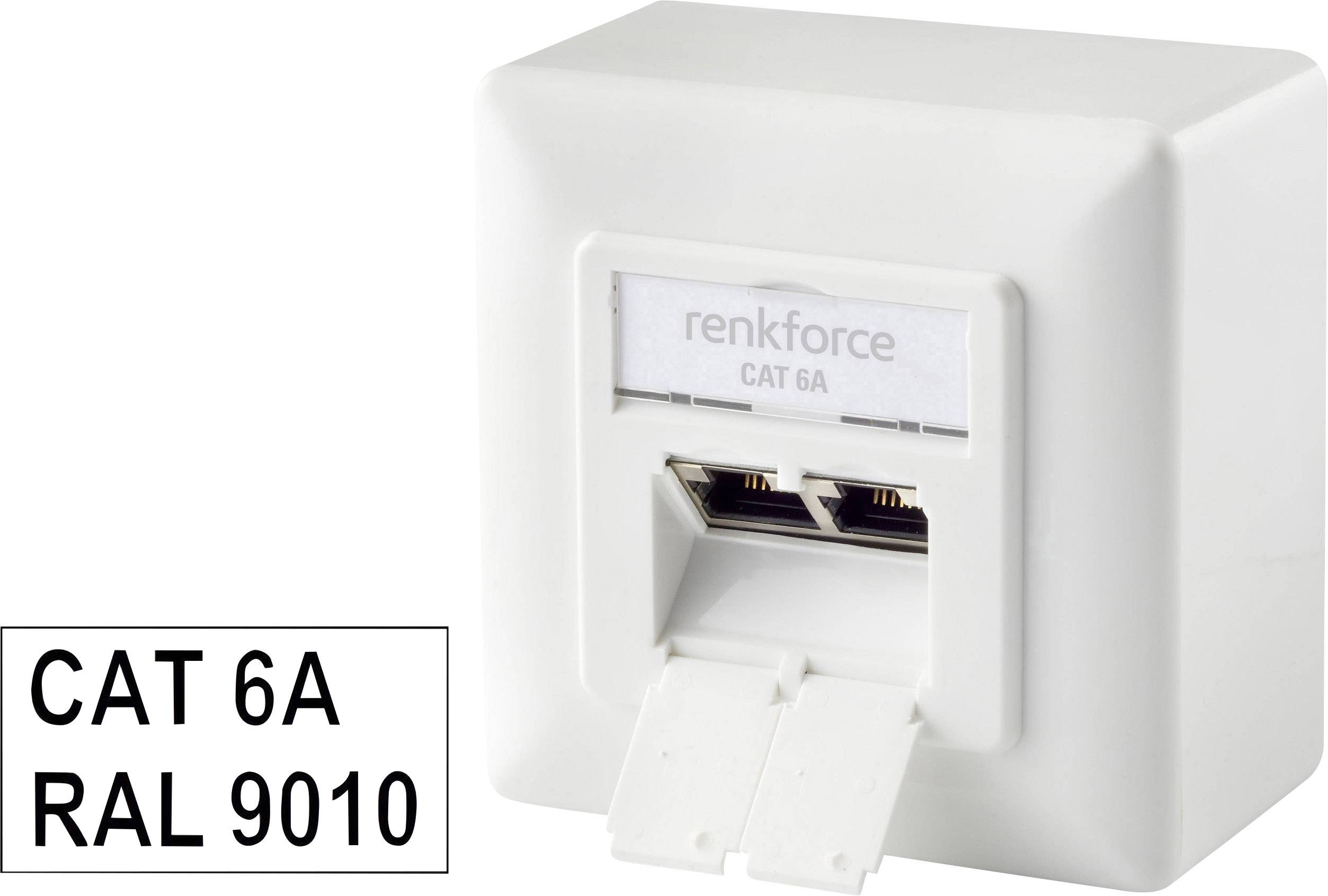 Renkforce Netzwerkdose Aufputz CAT 6a 2 Port Reinweiß