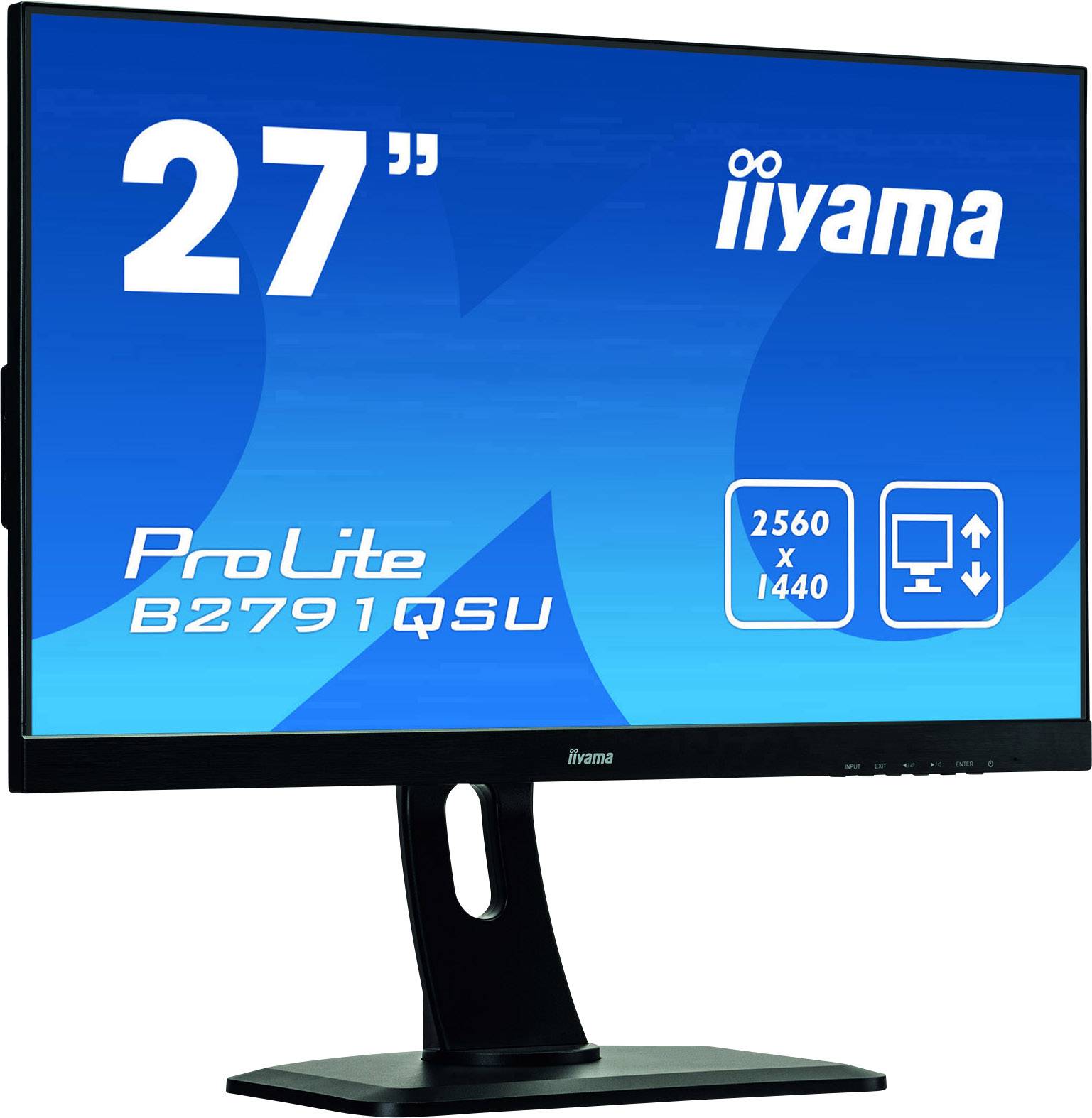 Iiyama ProLite B2791QSU LED-Monitor EEK G (A - G) 68.6 cm (27 Zoll) 2560 x 1440 Pixel 16:9 1 ms HDMI®, DisplayPort, DVI, USB 3.2 Gen 1 (USB 3.0), Ko