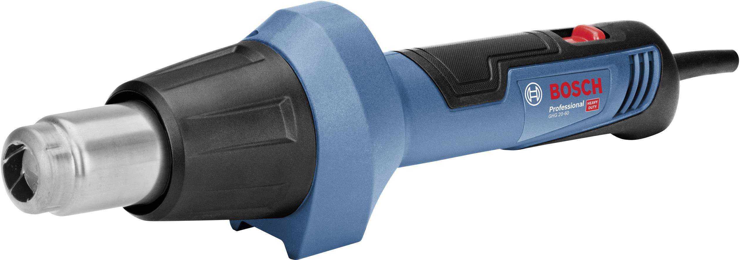Heißluftgebläse in blauer Farbe. Das Werkzeug hat einen schwarzen Griff und ist mit 'Bosch Professional' gekennzeichnet.