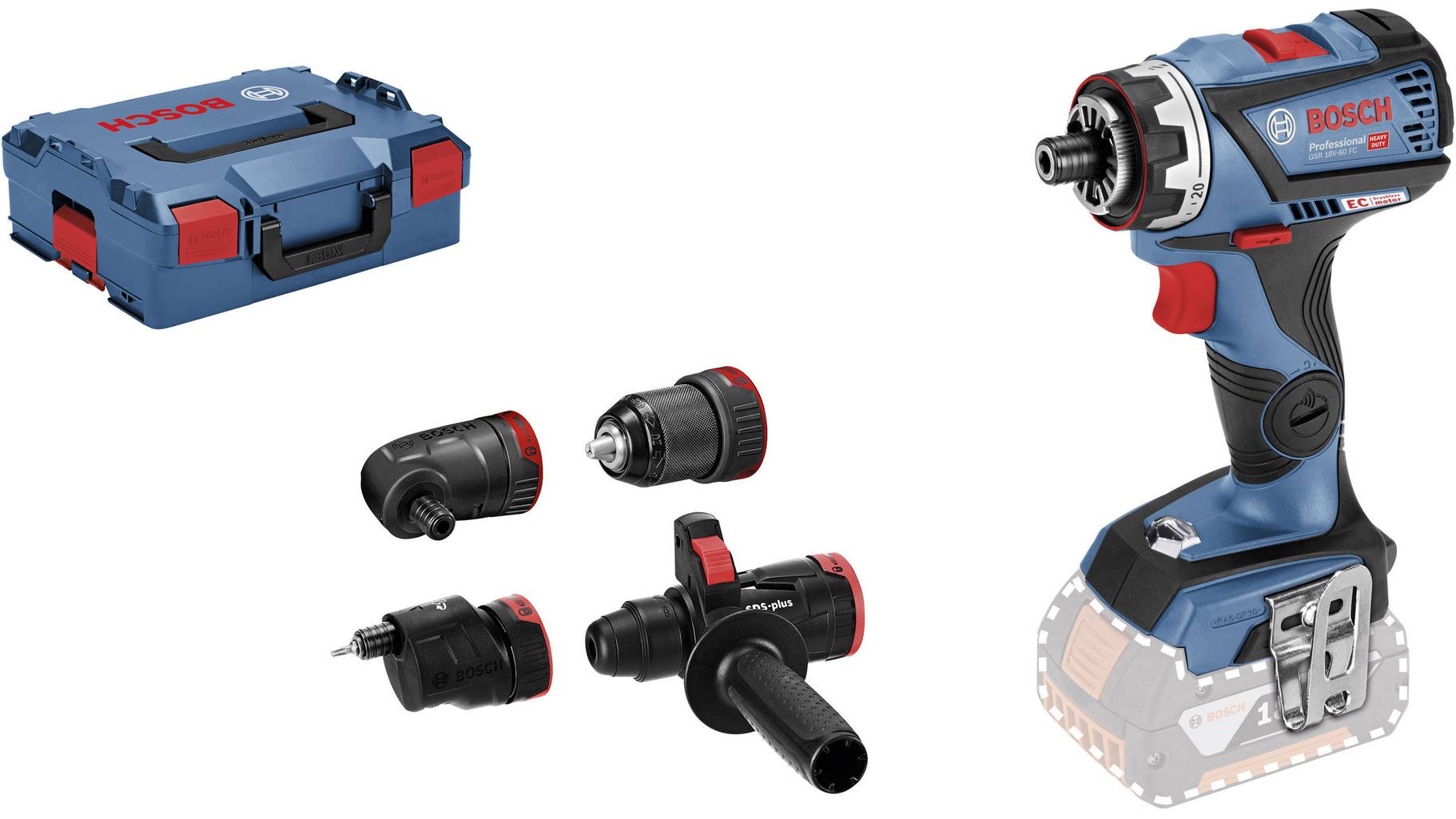 Bosch Professional GSR 18V-60 FC 06019G7103 Akku-Bohrschrauber 18V Li-Ion ohne Akku, mit Zubehör 06019j2108