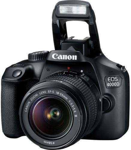Canon EOS 4000D Kit 18-55mm III Digitale Spiegelreflexkamera EF-S 18-55mm IS II 18 Megapixel Schwarz