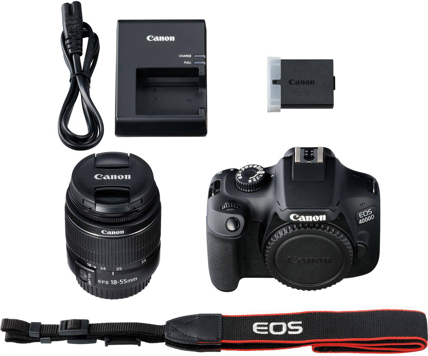 Canon EOS 4000D Kit 18-55mm III Digitale Spiegelreflexkamera EF-S 18-55 mm IS II 18 Megapixel Schwa