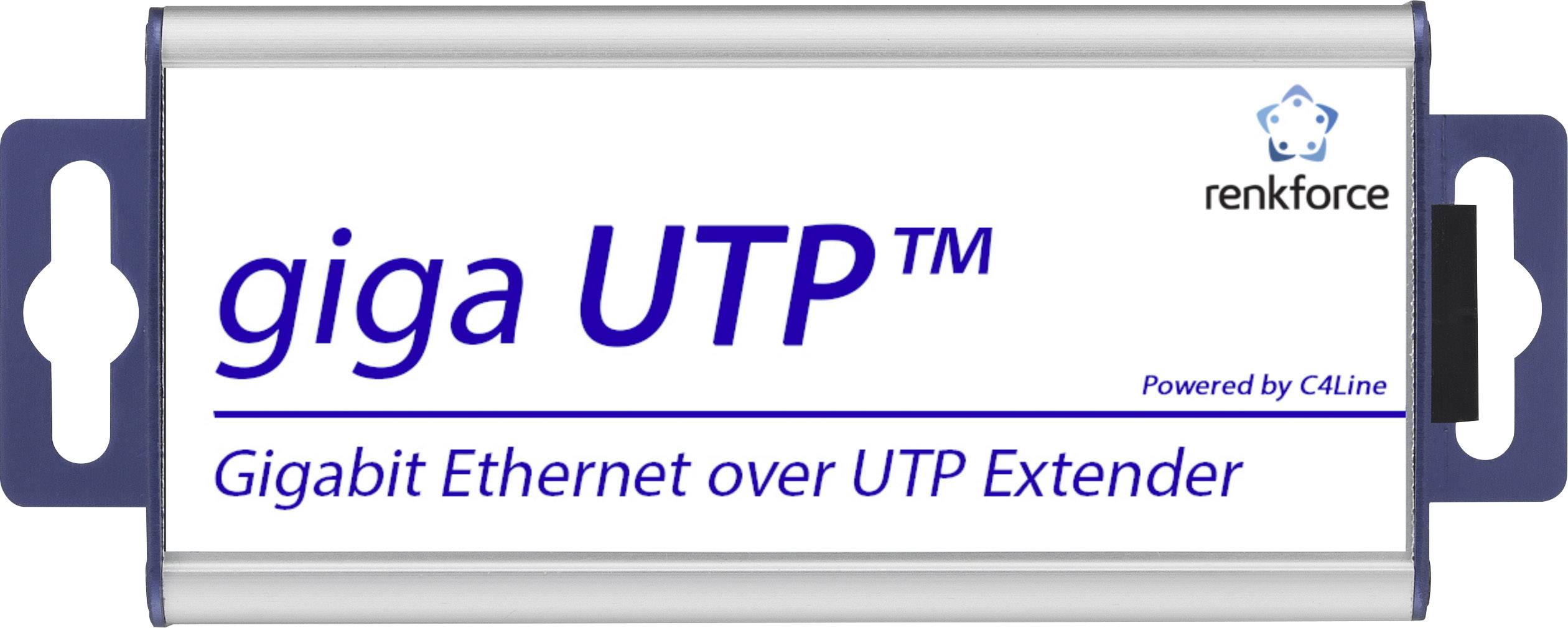'Renkforce giga UTP Gigabit Ethernet over UTP Extender' Gerät zur Erweiterung von Ethernet-Signalen über UTP-Kabel.