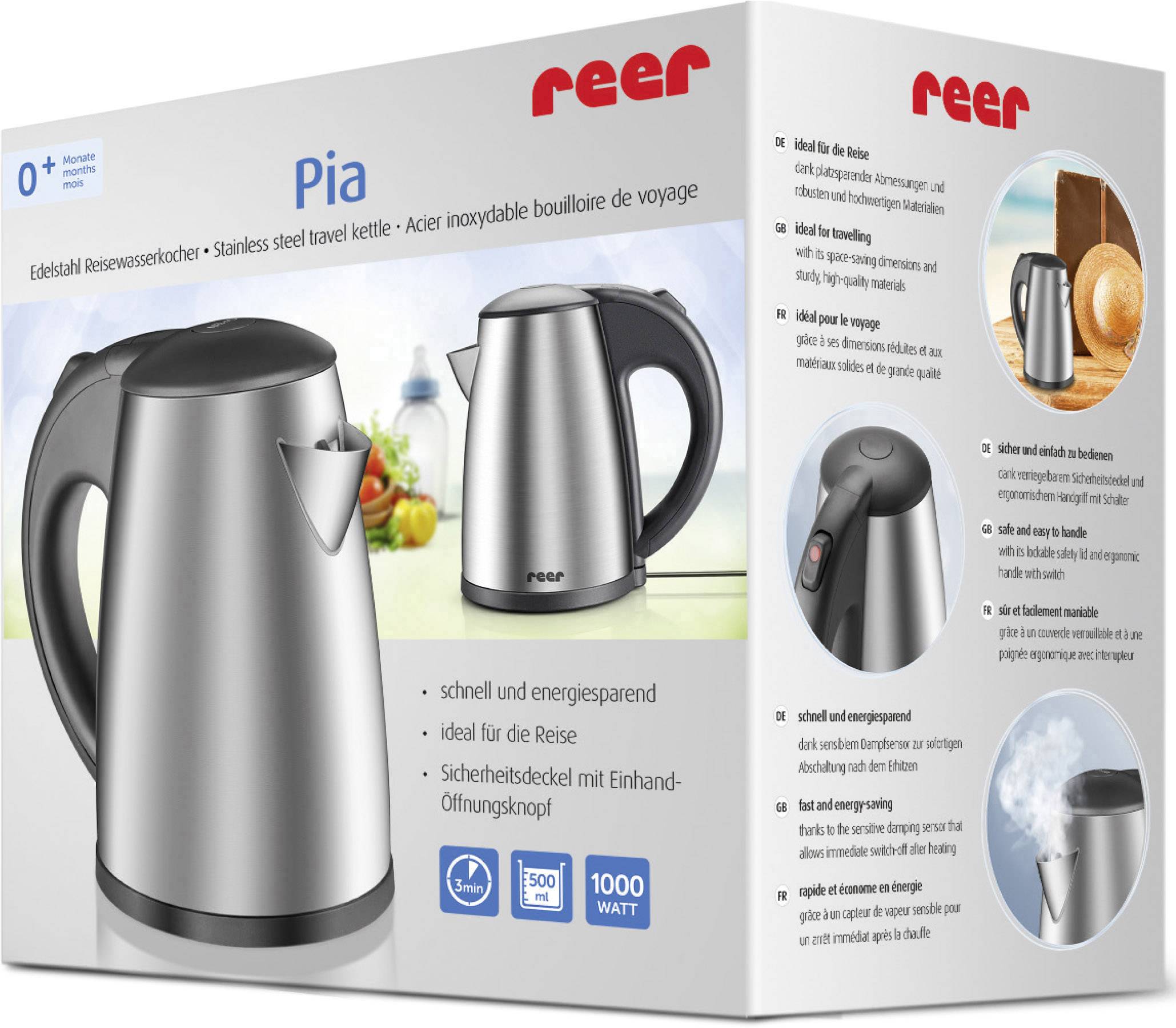 REER  Wasserkocher schnurlos Silber, Anthrazit