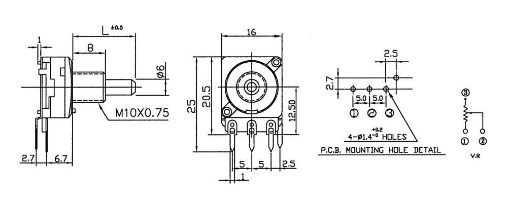 Alpha 63250-01600/B1M APM6B1MM Dreh-Potentiometer Mono 0.2W 1 MΩ 1St.