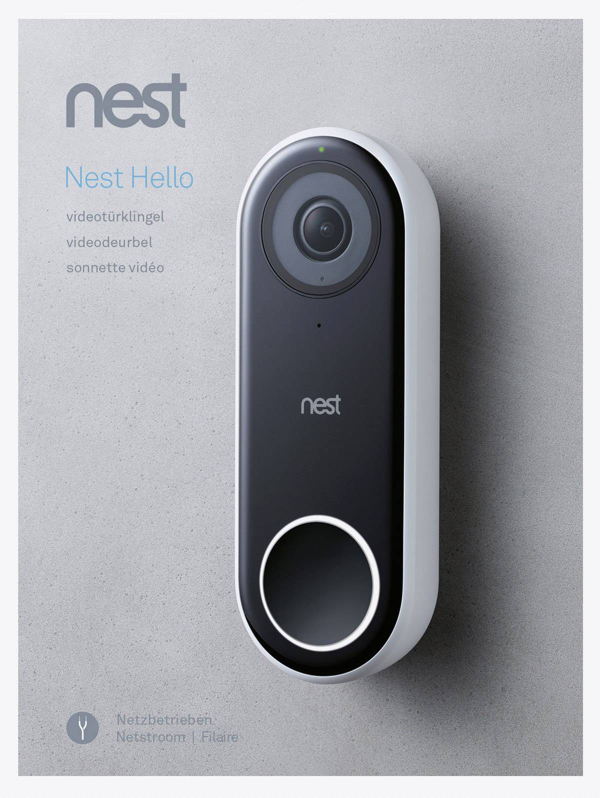 Nest Hello Video IP-Video-Türsprechanlage Bluetooth®, WLAN Außeneinheit 1 Familienhaus Schwarz, Weiß