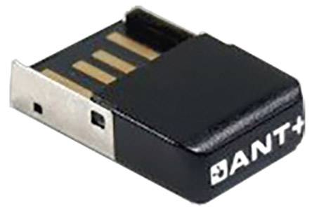 Ein ANT+ USB-Stick, kompakt und schwarz, wird genutzt zur drahtlosen Verbindung mit Fitnessgeräten und Sensoren.