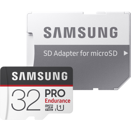 Samsung Pro Endurance microSDHC-Karte 32 GB Class 10, UHS-I inkl. SD-Adapter, 4K-Videounterstützung, geeignet für dauerhafte Aufnahmen