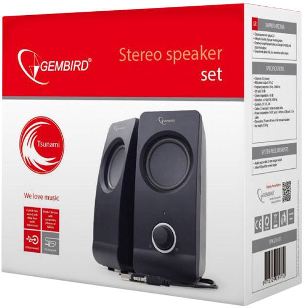 Gembird SPK-DU-01 2.0 PC-Lautsprecher Kabelgebunden 6W Schwarz