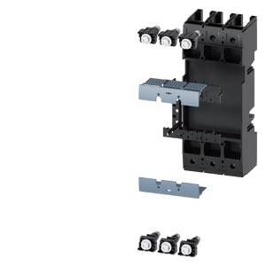 Elektronisches Bauteil in Einzelteilen: ein schwarzes Gehäuse mit mehreren Steckverbindungen und Halterungen.