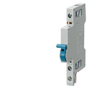 Ein grauer Schaltmechanismus mit blauem Hebel für elektrische Sicherungsinstallationen.