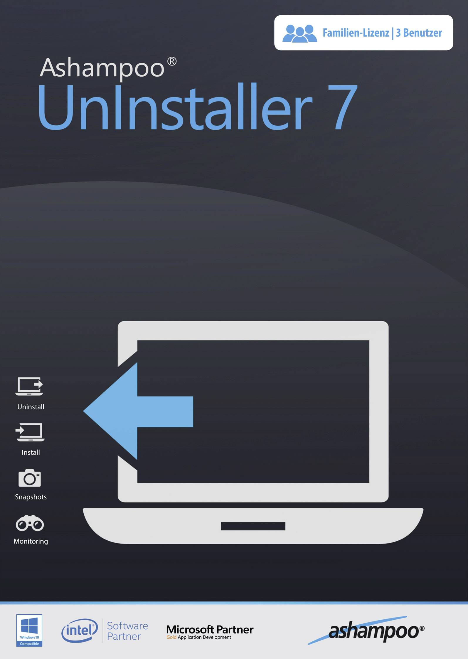 Ashampoo Uninstaller 7 Vollversion, 3 Lizenzen Windows Systemoptimierung