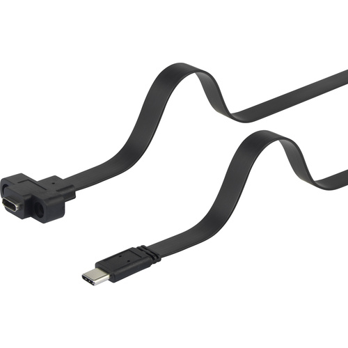 Renkforce USB-Kabel USB 3.2 Gen1 (USB 3.0 / USB 3.1 Gen1) USB-C® Stecker, USB-C® Buchse 0.50m Schwarz schraubbar, hochflexibel