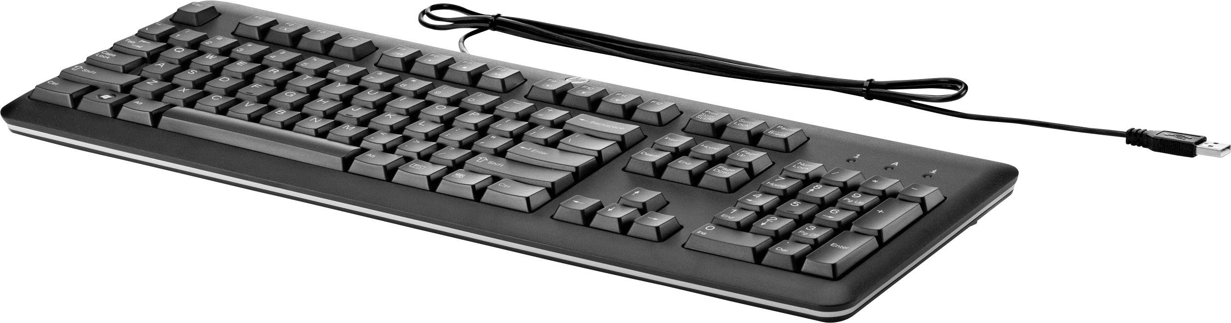 HP QY776AA USB Tastatur Deutsch, QWERTZ Schwarz Spritzwassergeschützt