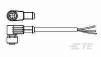 TE Connectivity 1-2273083-3 Sensor-/Aktor-Steckverbinder, konfektioniert M12 Buchse, gewinkelt 5.00m Polzahl Sensoren: 4 1St.