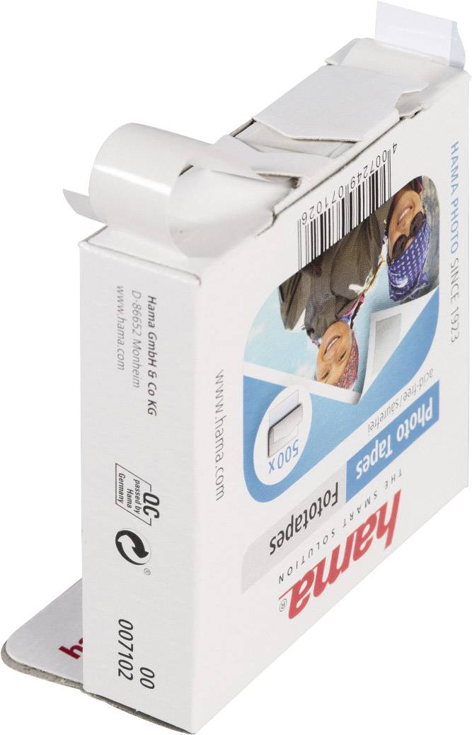 Eine weiße Hama-Fotopapierbox mit aufgedruckten Details und zwei abgebildeten Personen, die vorn auf der Verpackung sichtbar sind.