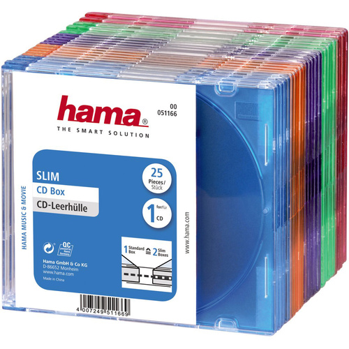 Hama CD Hülle Slim 00051166 1 CD/DVD/Blu-Ray Transparent-Blau, Transparent-Orange, Transparent-Viol