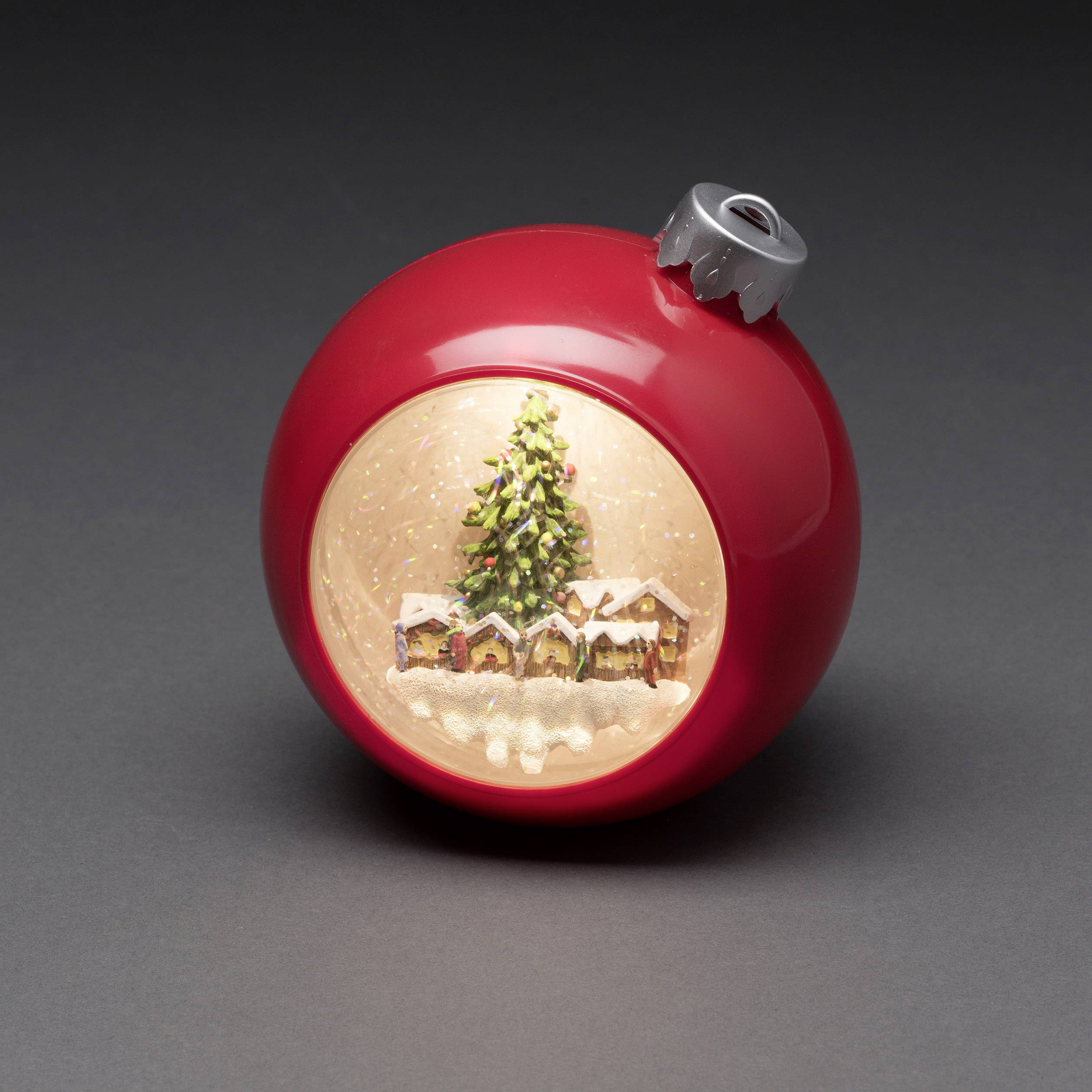 Konstsmide 4360-550 LED-Szenerie Weihnachtsmarkt Warmweiß LED Bunt beschneit, mit Wasser gefüllt, Timer, mit Schalter