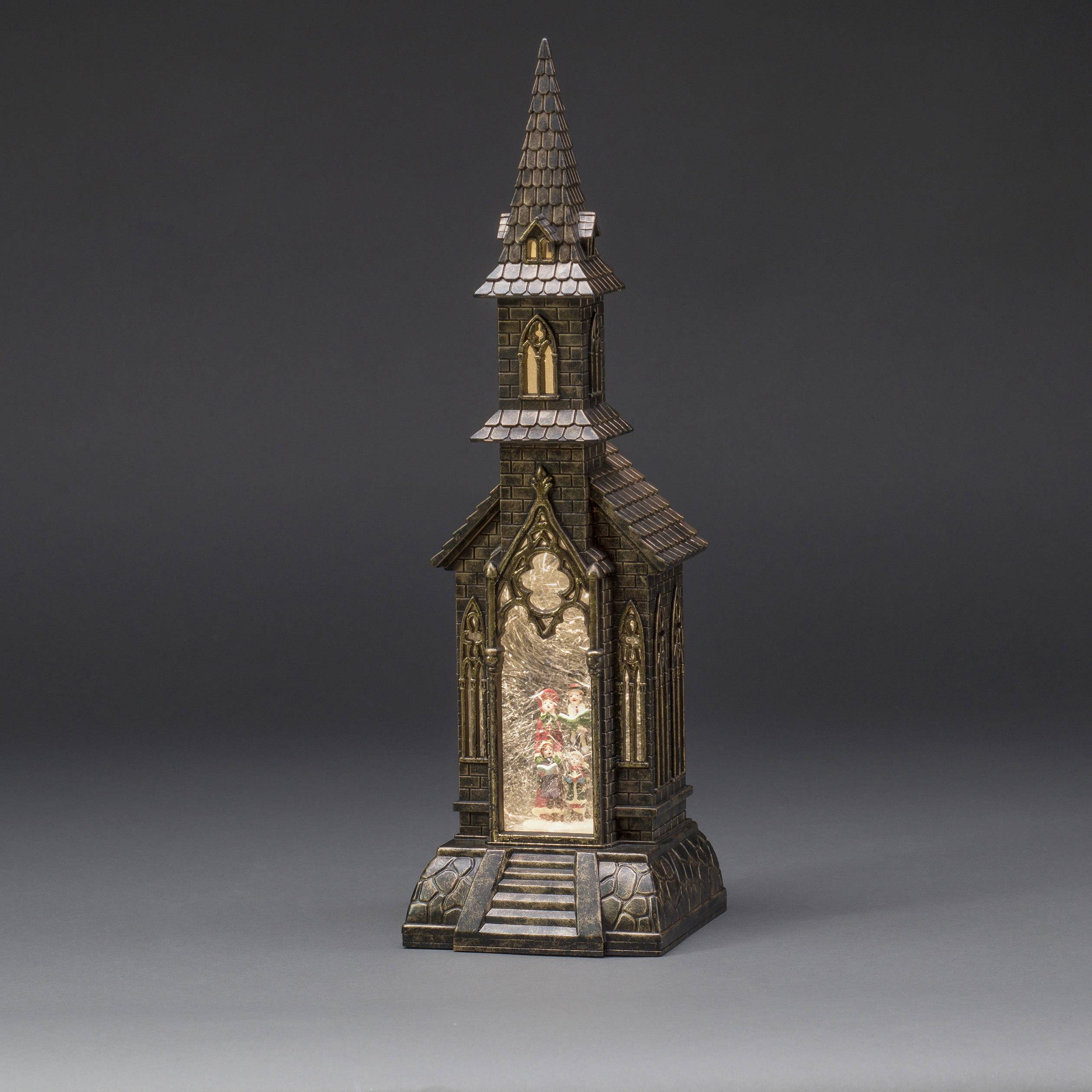 Konstsmide 4359-000 LED-Szenerie Kirche Warmweiß LED Bunt beschneit, mit Wasser gefüllt, Timer, mit Schalter