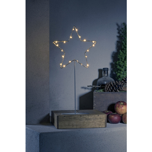 Konstsmide 1218-993 Étoile de Noël à LED ambré LED argent (mat) avec pied, avec interrupteur, minuteur