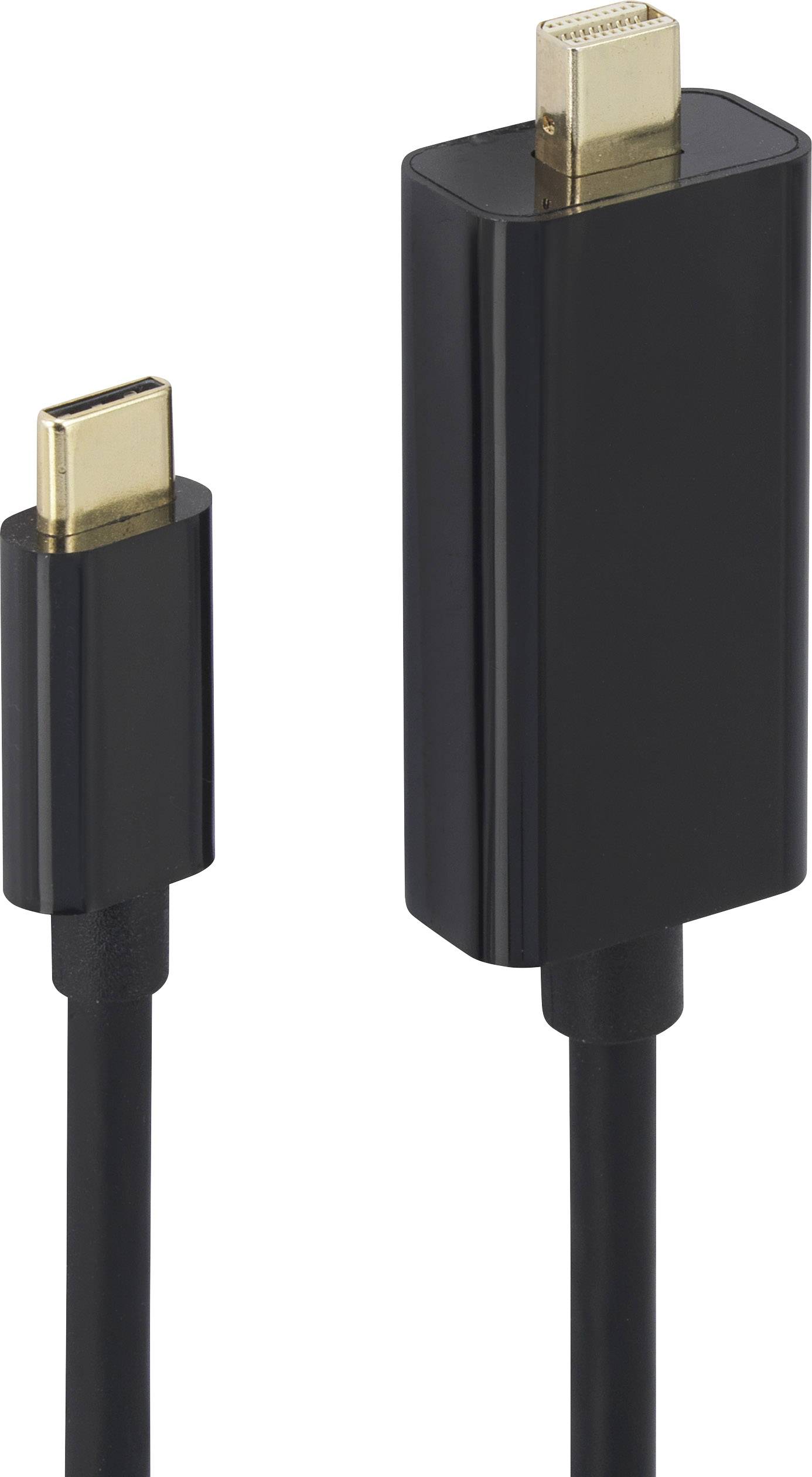 USB-C-auf-HDMI-Adapterkabel, schwarzes Design, zeigt Stecker und Adapter, geeignet zum Verbinden von Geräten mit HDMI-Anschluss.