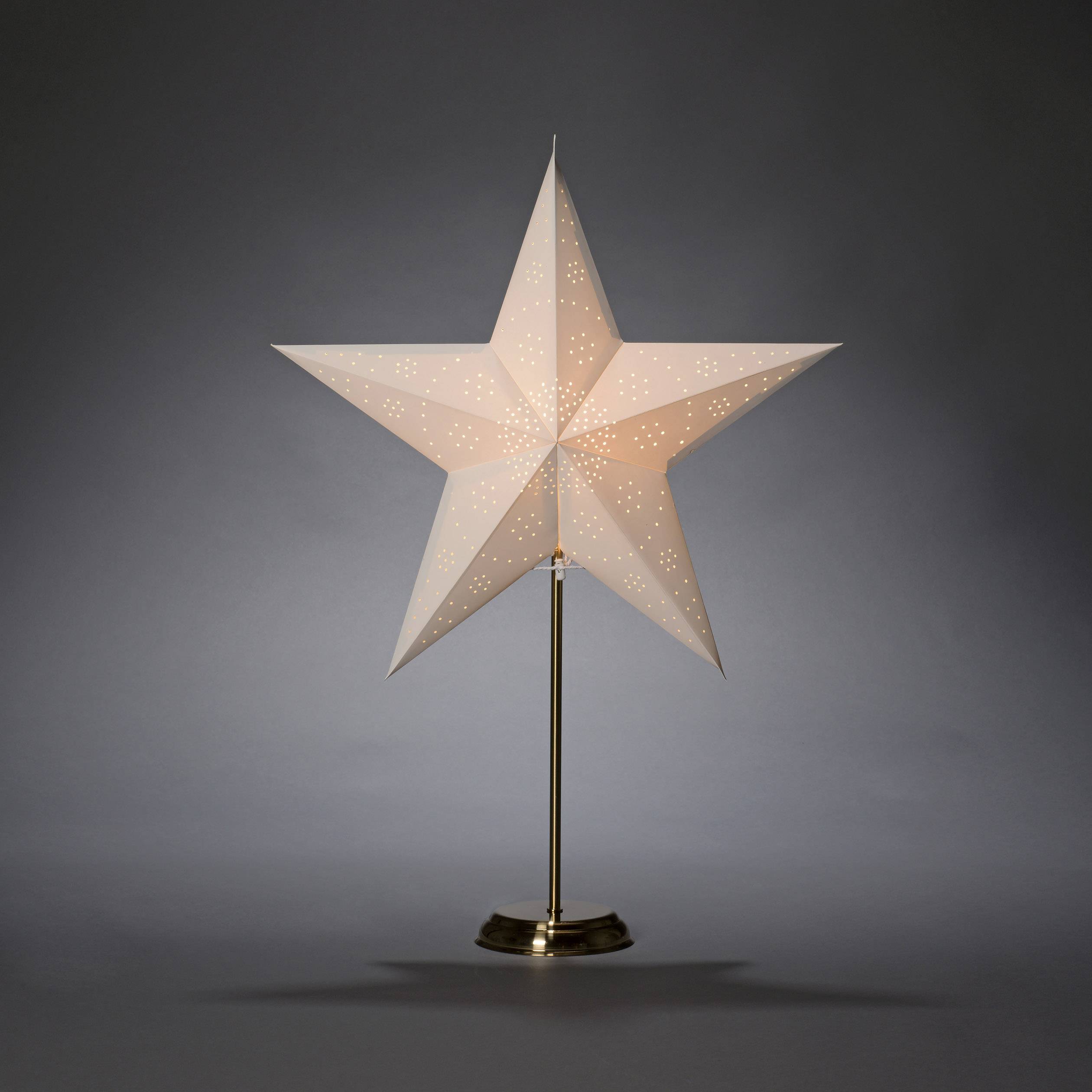 Konstsmide 1750-280 Weihnachtsstern Glühlampe, LED Weiß, Messing mit ausgestanzten Motiven, mit Ständer, mit Schalter