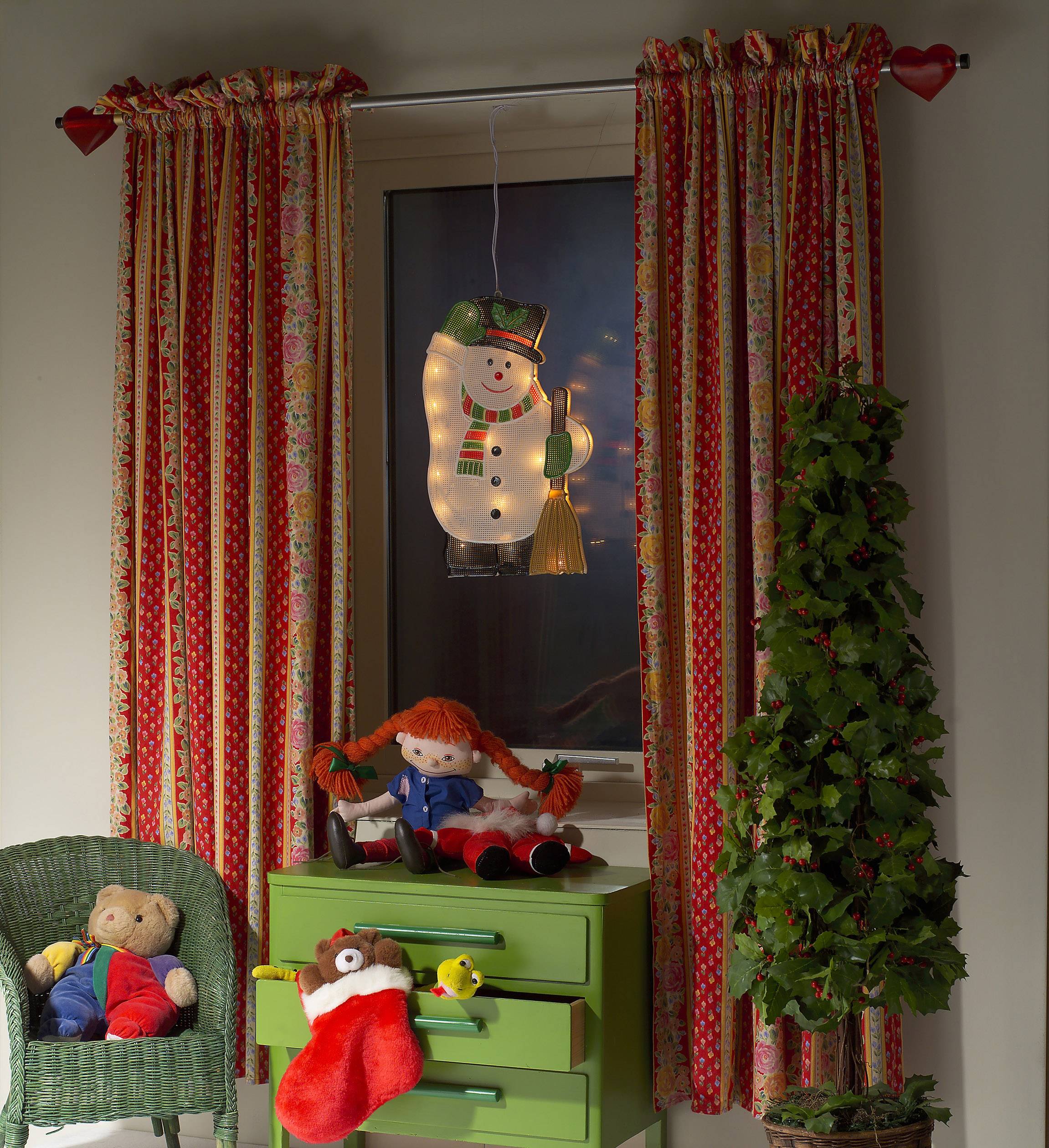 Konstsmide 2851-010 LED-Fensterbild Schneemann Warmweiß LED Bunt mit Schalter