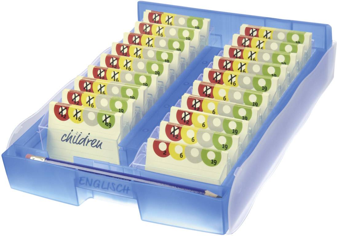 HAN CROCO 9988-643 Lernkartei Blau transluzent max. Anzahl der Karten: 2.000 Karten DIN A8 quer