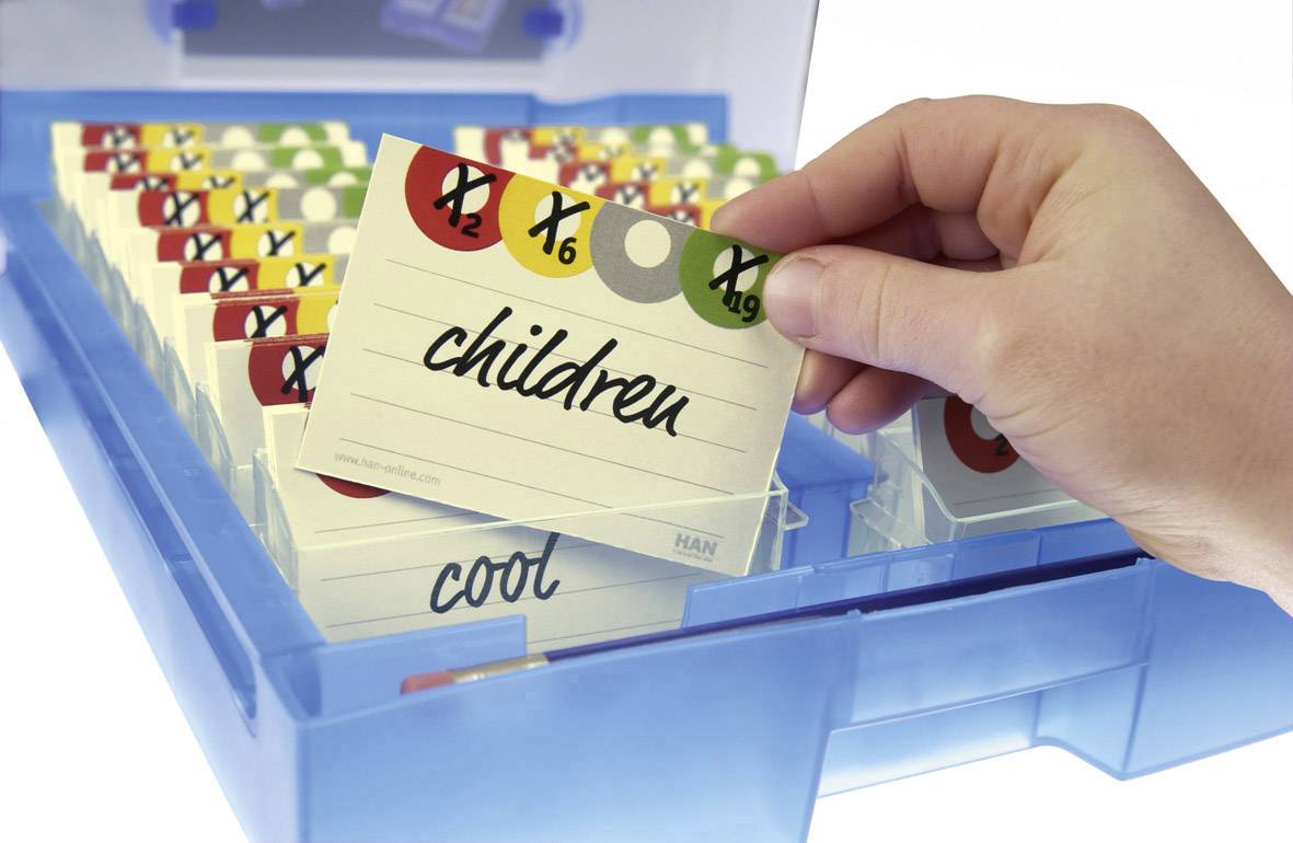 HAN CROCO 2-6-19 9988-613 Lernkartei Orange transluzent max. Anzahl der Karten: 2.000 Karten DIN A8 quer