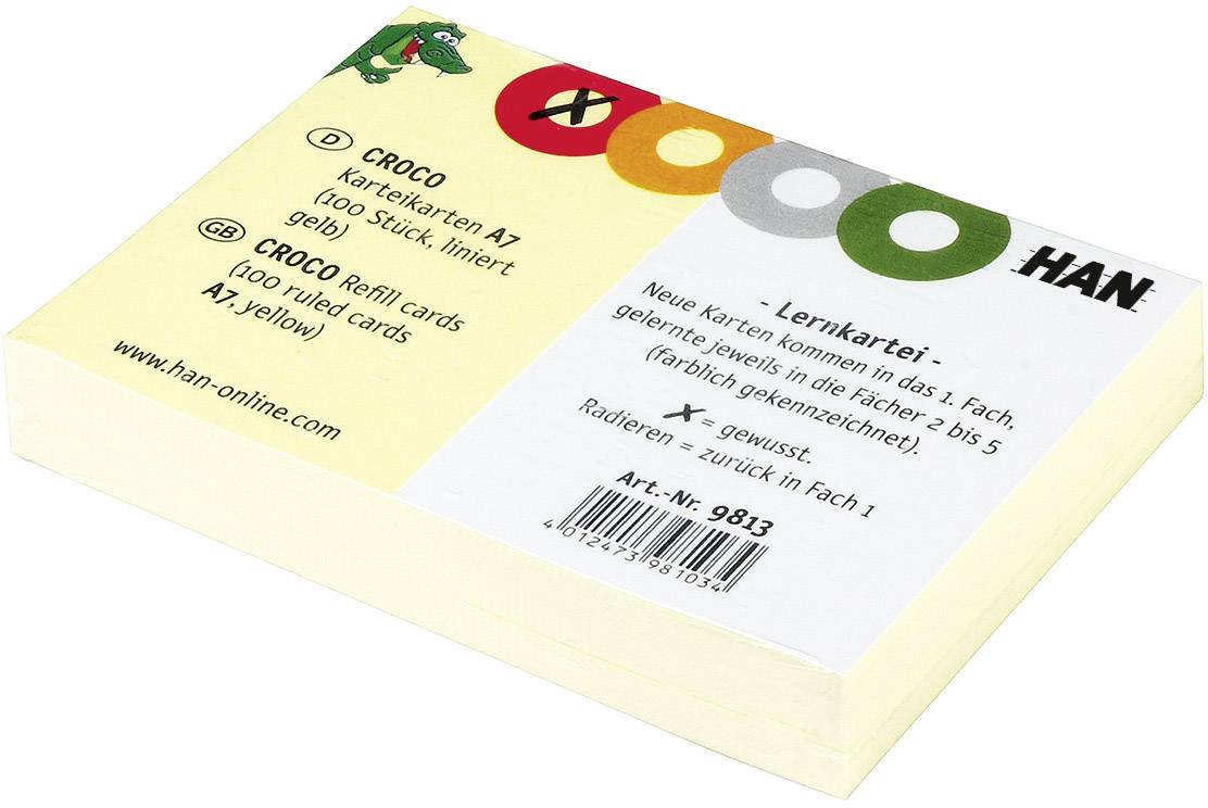 HAN Karteikarte 9813 DIN A7 quer Gelb 100 St.