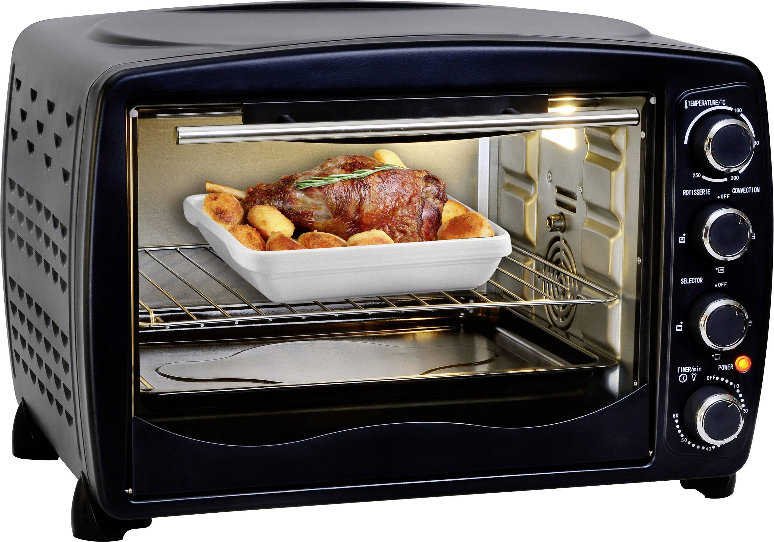 TKG Team Kalorik TKG OT 1013 BCRL Minibackofen Heißluft-Funktion, mit Grillspieß, Temperaturvorwahl, Timerfunktion 40l