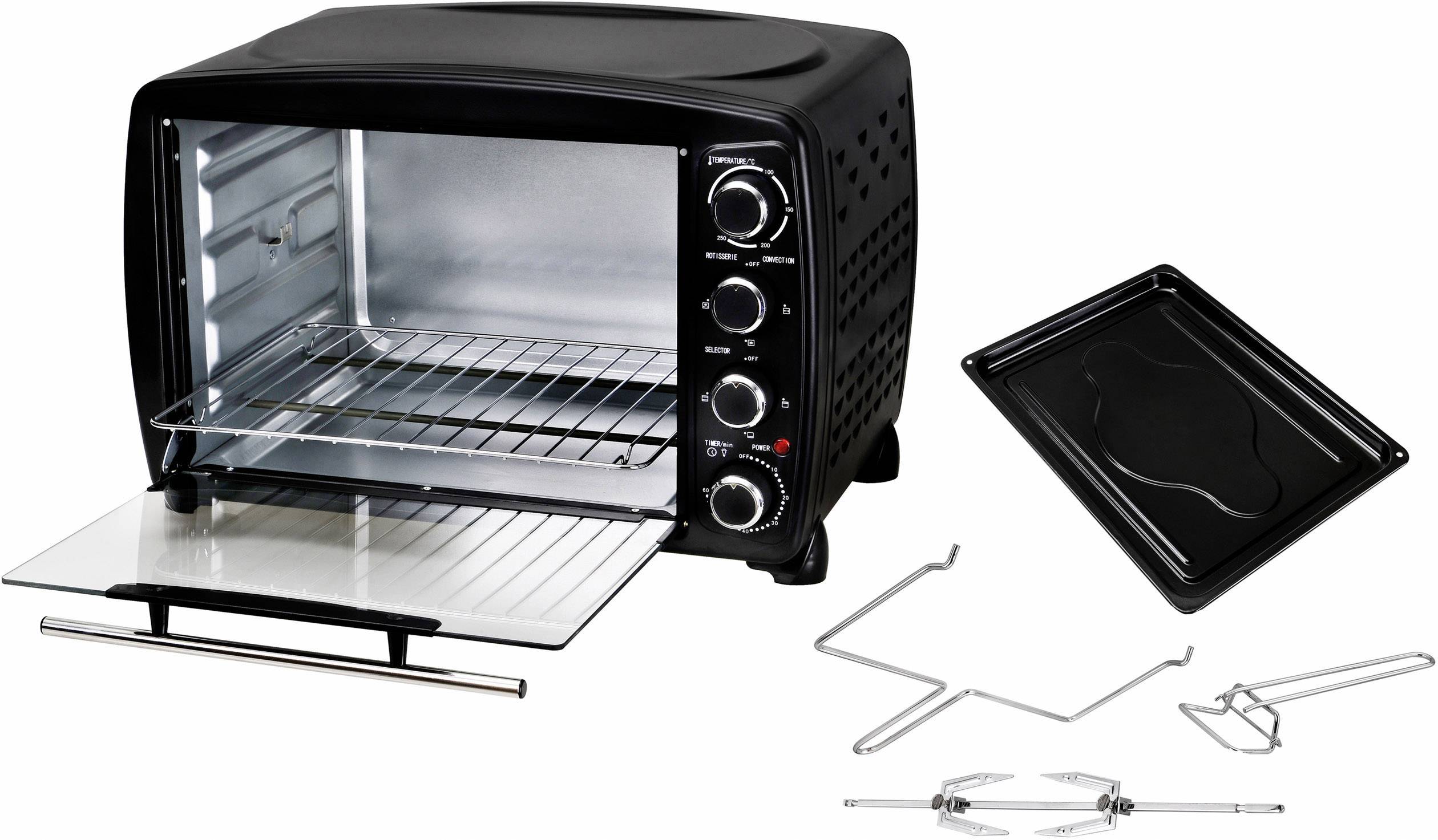 TKG Team Kalorik TKG OT 1013 BCRL Minibackofen Heißluft-Funktion, mit Grillspieß, Temperaturvorwahl, Timerfunktion 40l