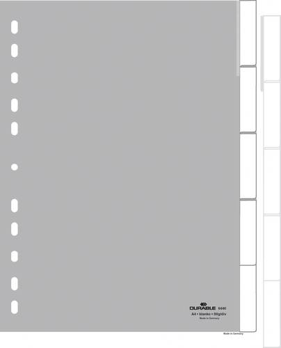 Durable 6440 Register DIN A4 1-5 Polypropylen Grau 5 Registerblätter umschweißte Taben, mit auswec