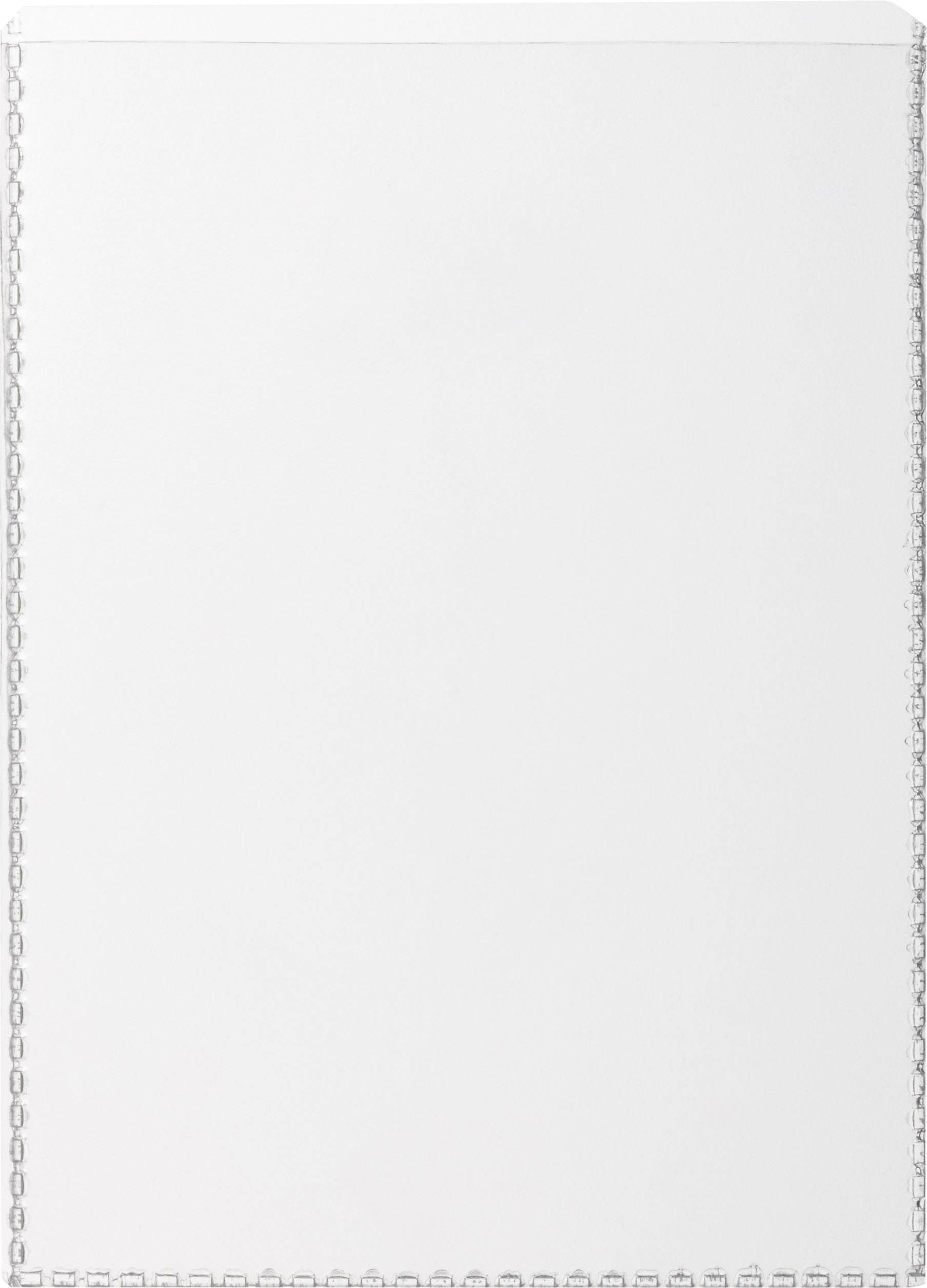 Ein weißes Blatt Papier mit Mikroperforationen am linken Rand; ideal für den Einsatz in einer Schreibmaschine oder einem Drucker mit Einzelblatteinzug.
