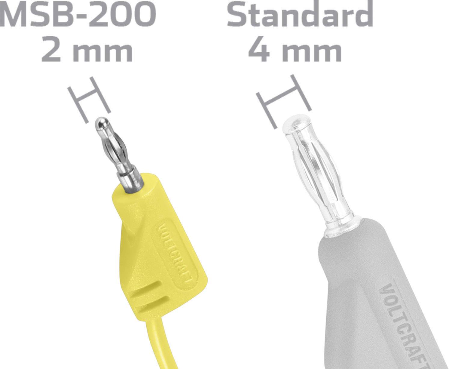 VOLTCRAFT MSB-200 Messleitung Lamellenstecker 2mm Lamellenstecker 2mm 30.00cm Gelb 1St.