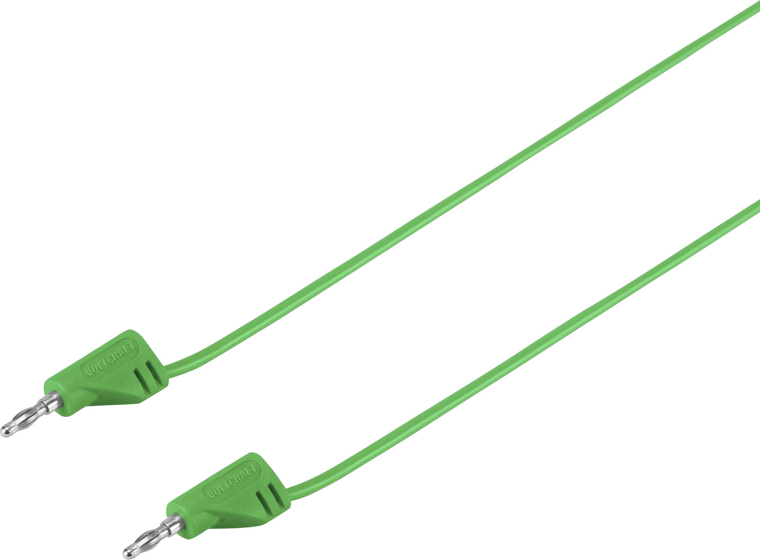 Grünes Kabel mit metallischen Haken an jedem Ende, möglicherweise für medizinische oder elektronische Zwecke verwendet.