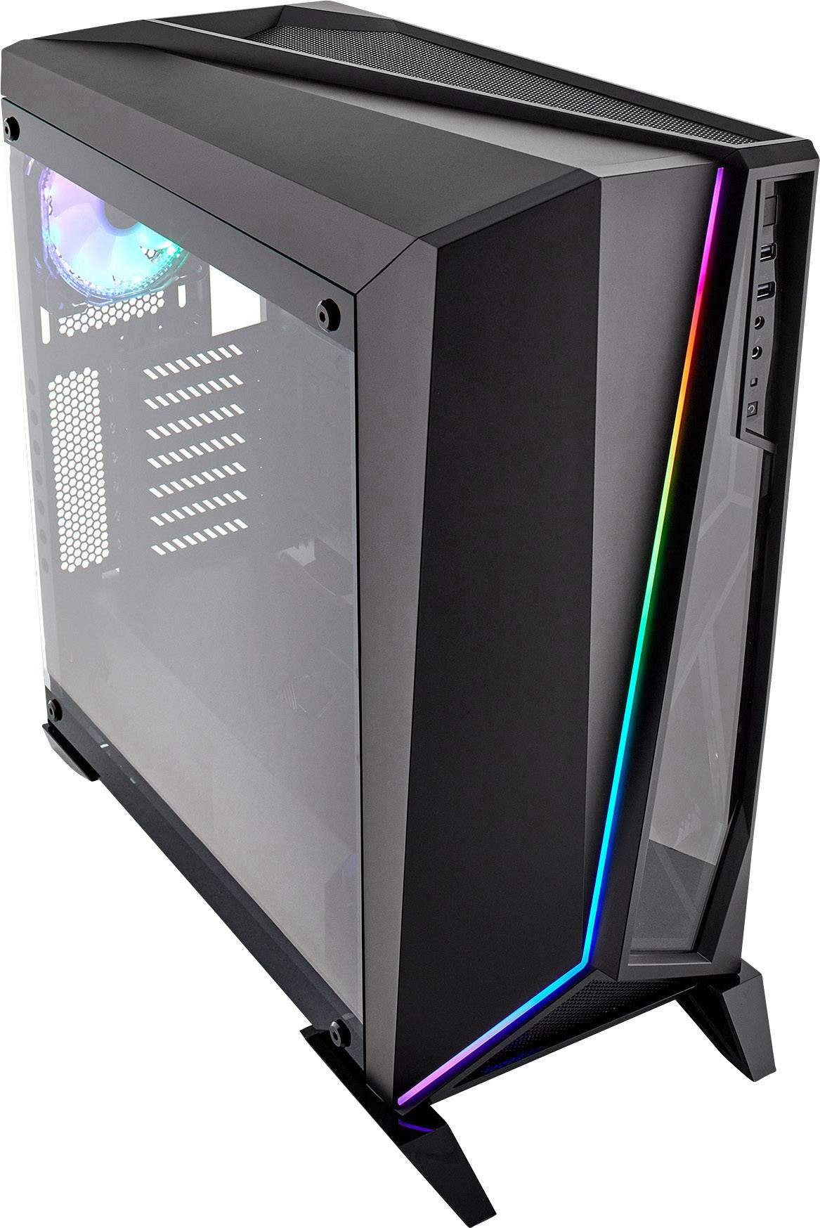 Corsair Spec Omega RGB Midi-Tower PC-Gehäuse Schwarz 2 Vorinstallierte LED Lüfter, Seitenfenster, Integrierte Beleuchtung, Staubfilter