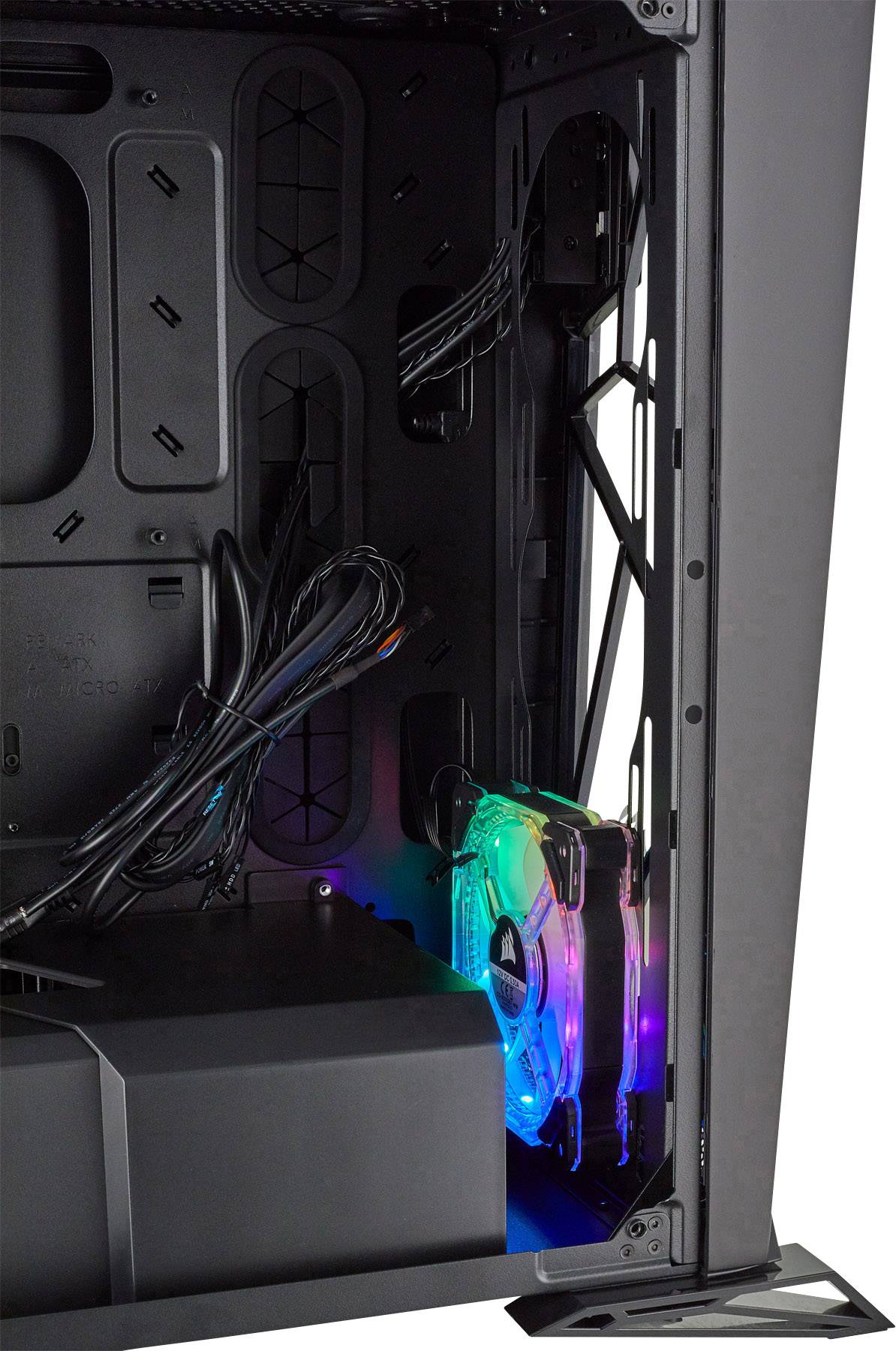 Corsair Spec Omega RGB Midi-Tower PC-Gehäuse Schwarz 2 Vorinstallierte LED Lüfter, Seitenfenster, Integrierte Beleuchtung, Staubfilter