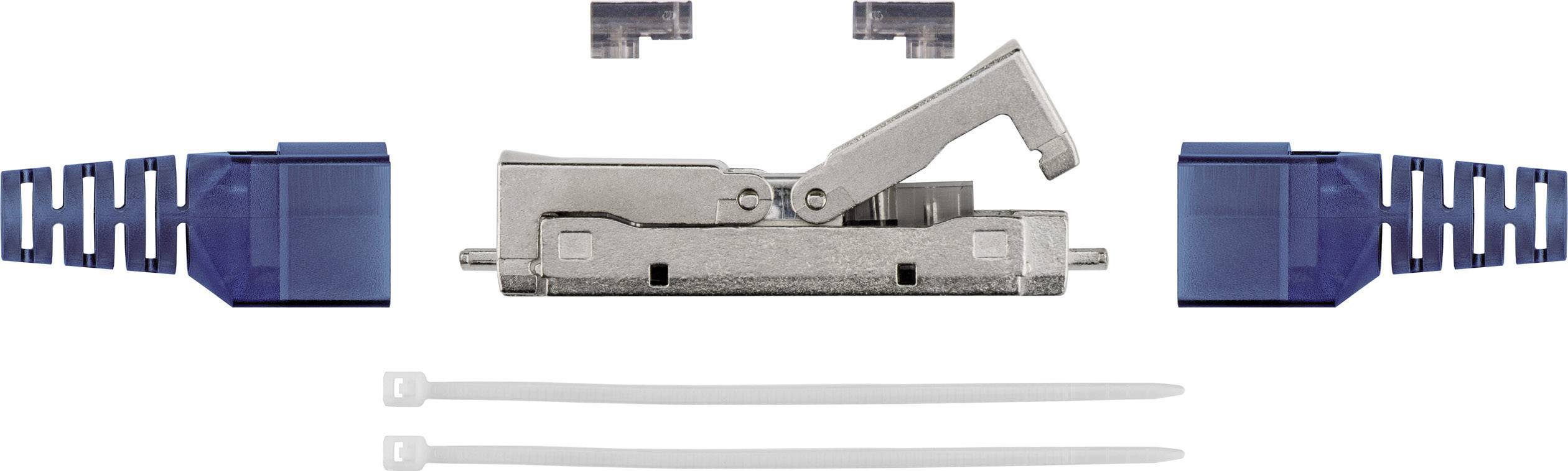 Goobay RJ45 Netzwerk Adapter CAT 6a [1x LSA - 1x LSA] Grau, Blau