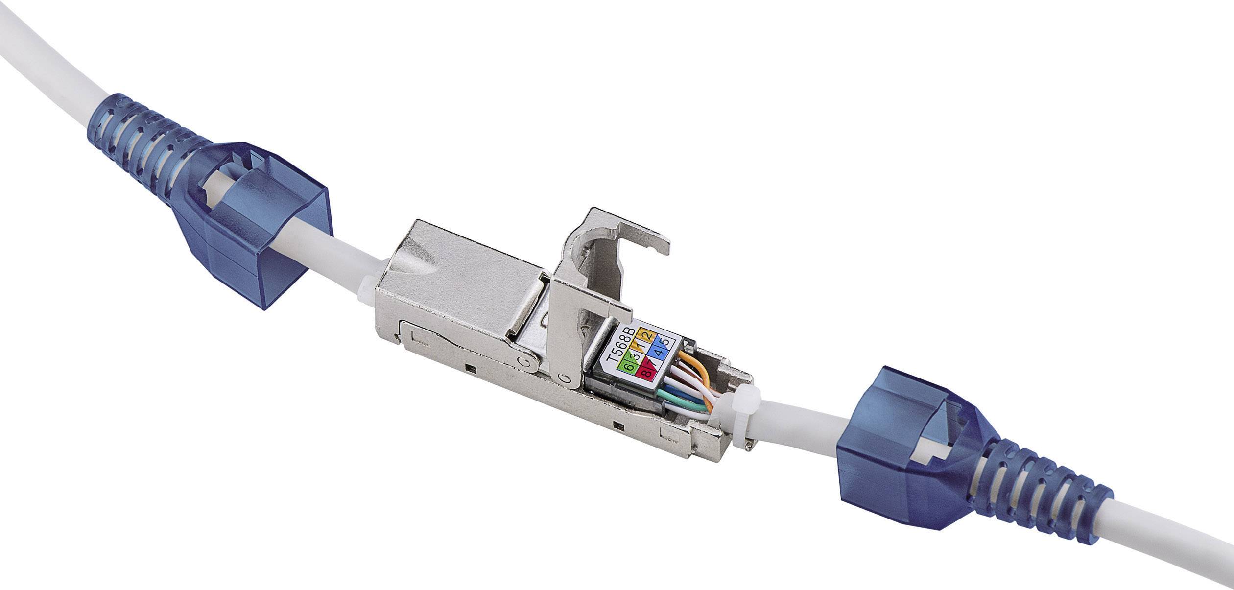 Goobay RJ45 Netzwerk Adapter CAT 6a [1x LSA - 1x LSA] Grau, Blau