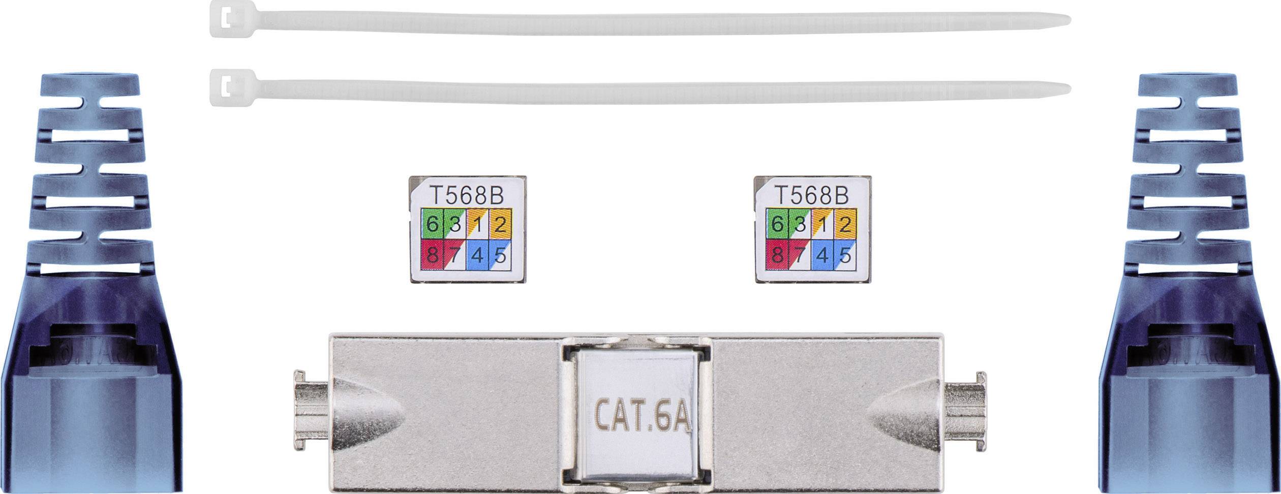 Goobay RJ45 Netzwerk Adapter CAT 6a [1x LSA - 1x LSA] Grau, Blau