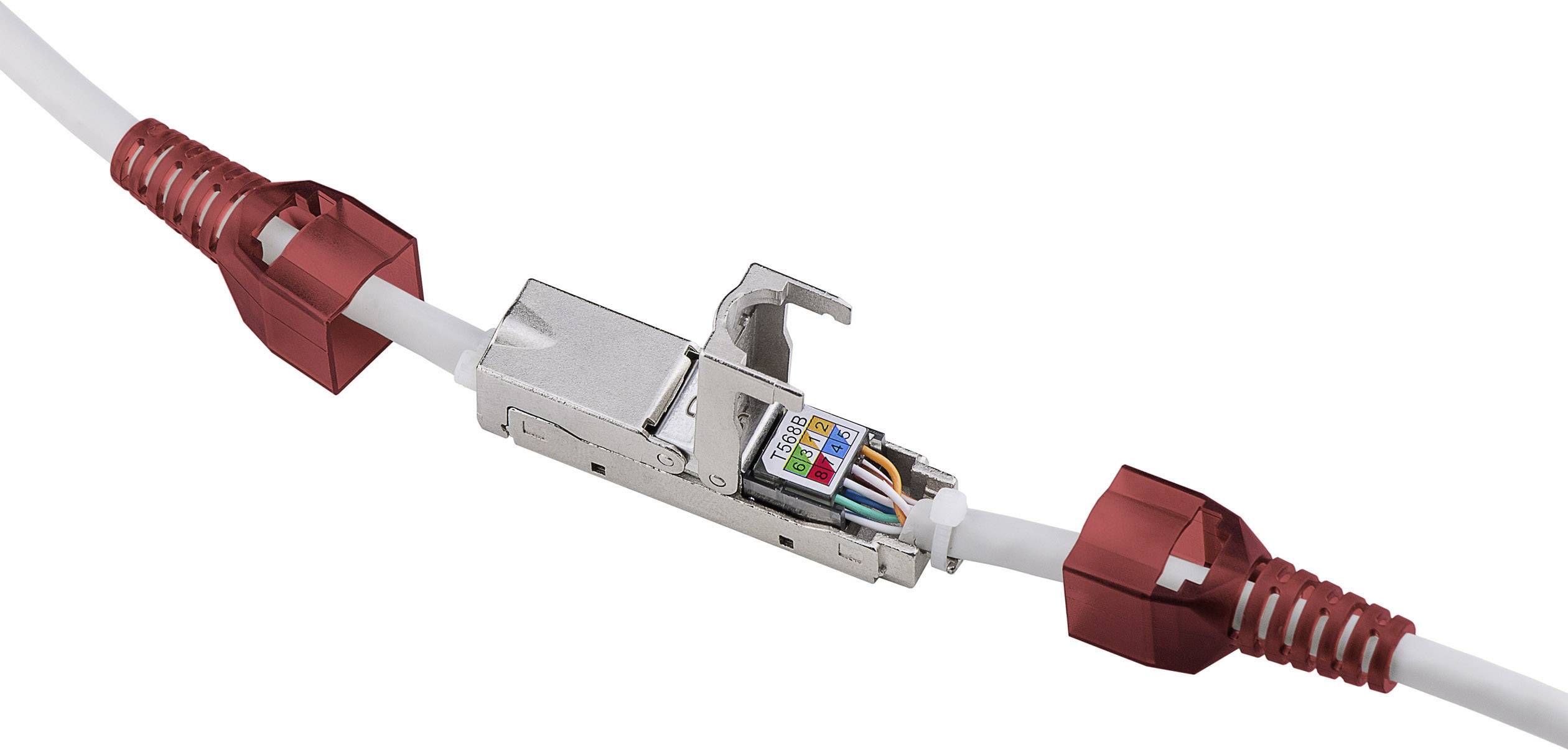 Goobay RJ45 Netzwerk Adapter CAT 6 [1x LSA - 1x LSA] Grau, Rot