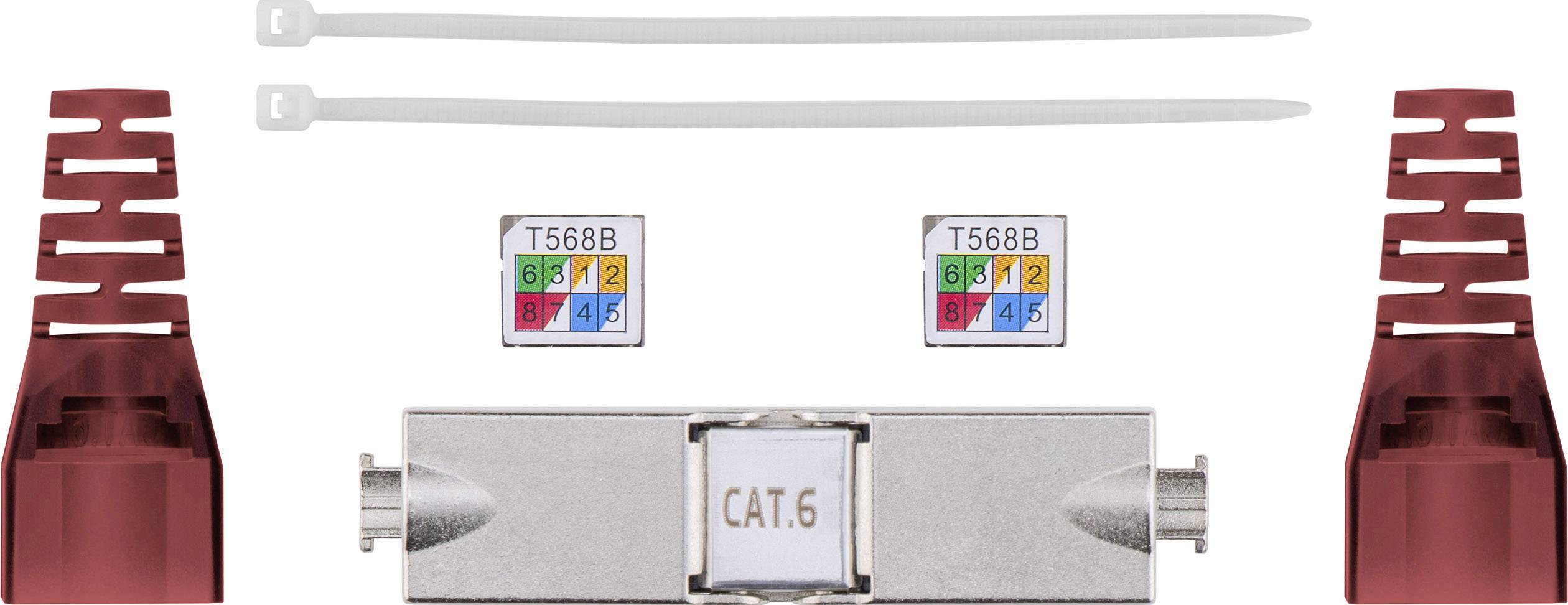Goobay RJ45 Netzwerk Adapter CAT 6 [1x LSA - 1x LSA] Grau, Rot