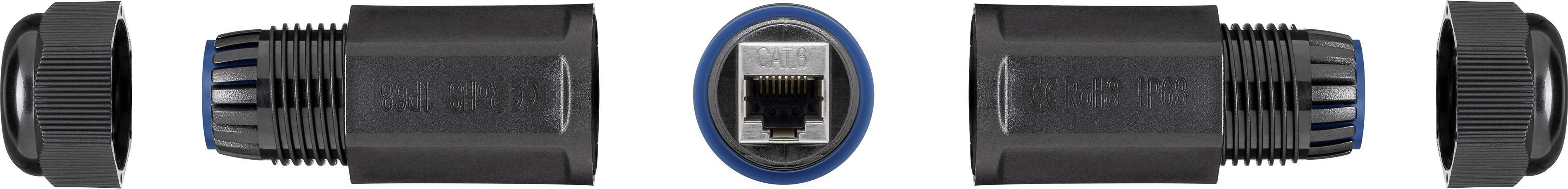 Goobay RJ45 Netzwerk Adapter CAT 6 [1x RJ45-Buchse 8p8c - 1x RJ45-Buchse 8p8c] Schwarz