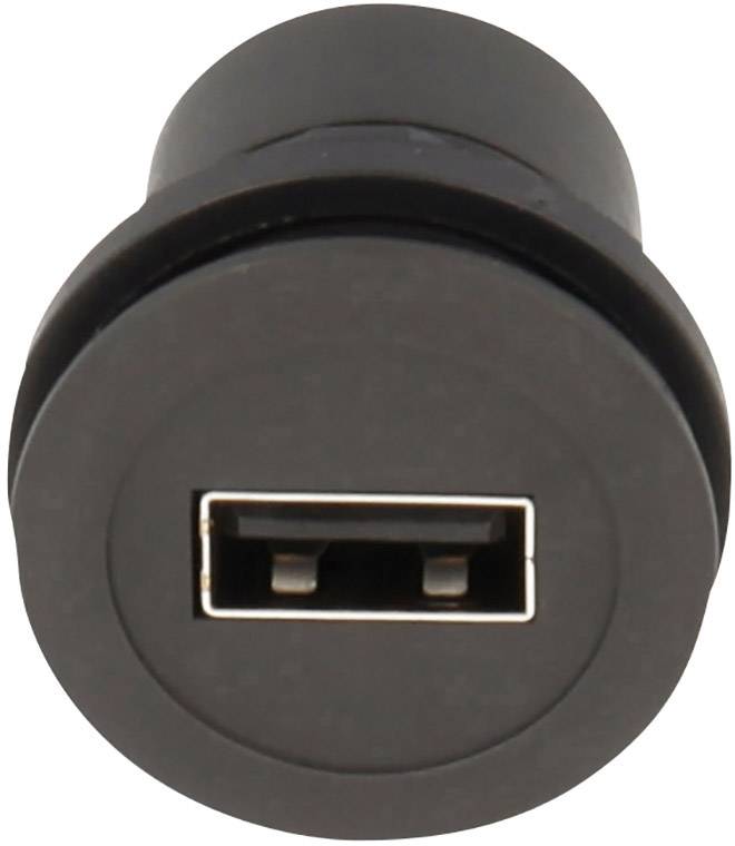 Georg Schlegel USB-Buchse A/A, schwarz rund, RONTRON-R-JUWEL Bauform Seite 1: USB 2.0 Buchse Typ A - 1 Stück